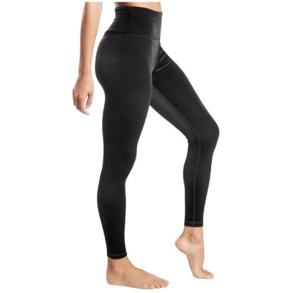 Athleta Elation Velvet Tight Leggings Size M Black Womens Activewear - Picture 3 of 10